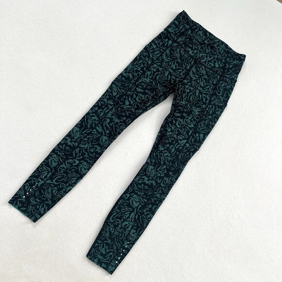 Lululemon Fast Free 7/8 Tight II Nulux 25” Thrive Viridian Green Black Pant 4 - Picture 2 of 10